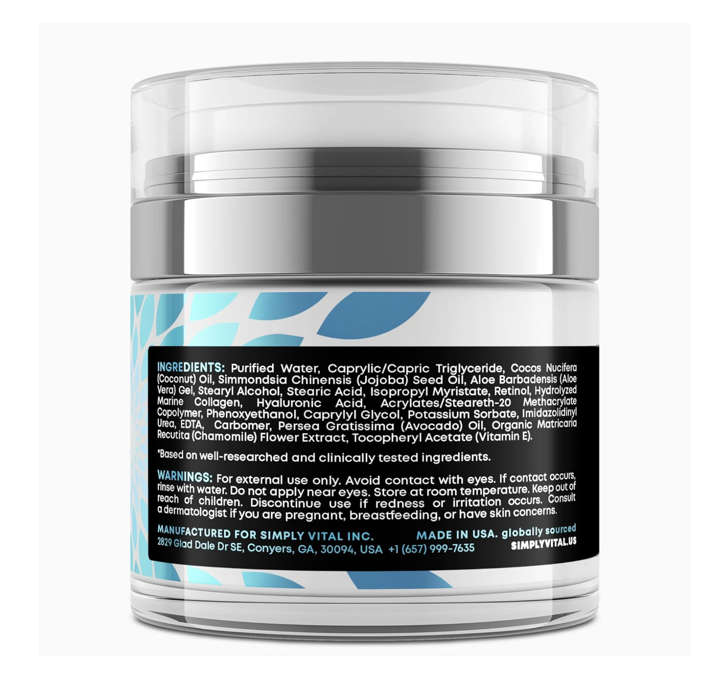 SimplyVital Collagen, Retinol & Hyaluronic Acid Cream - Anti-Aging Formula - Made in USA, Daily Moisturizer Face Cream